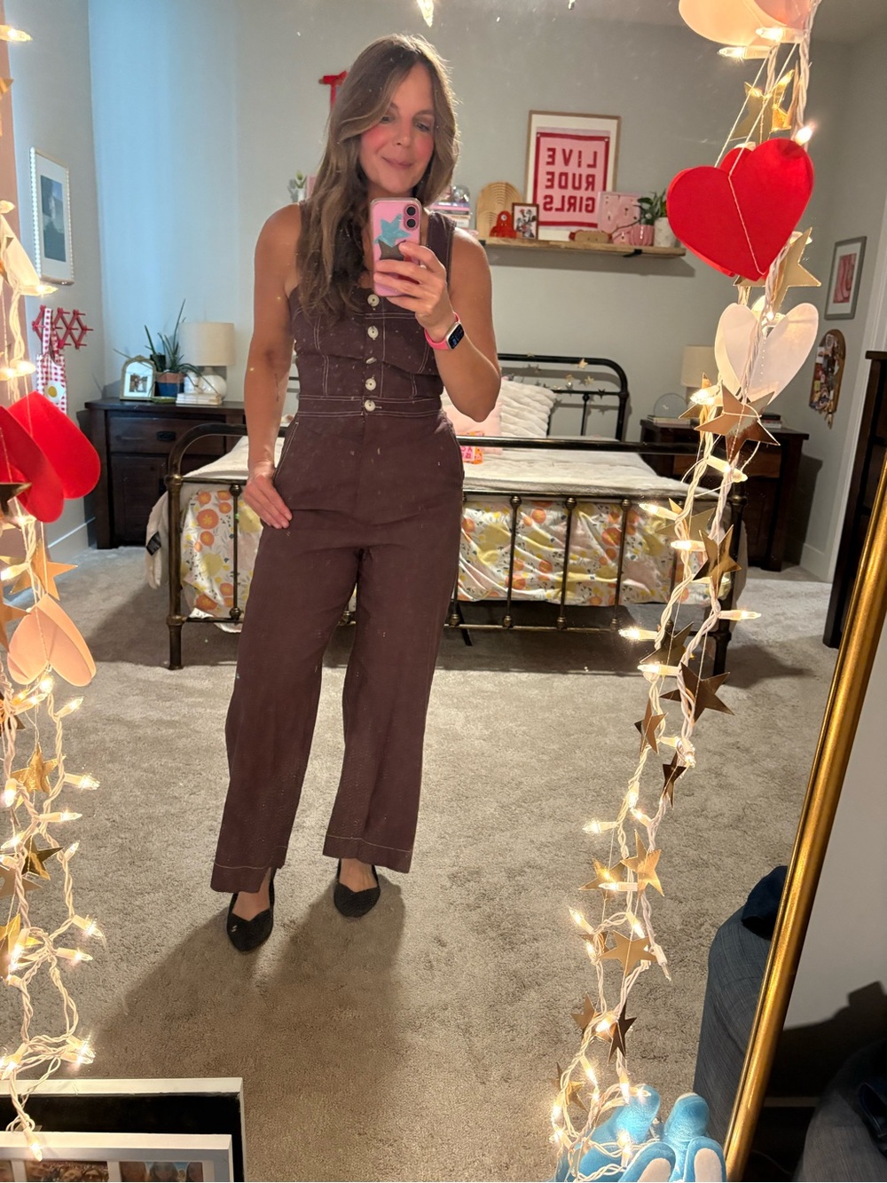 Maeve Colette- Wide-Leg Jumpsuit in Chocolate Brown